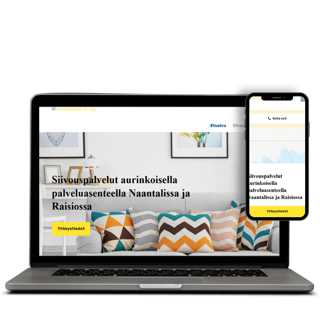 Aurinkopalvelut – verkkosivusto ennen uudistusta